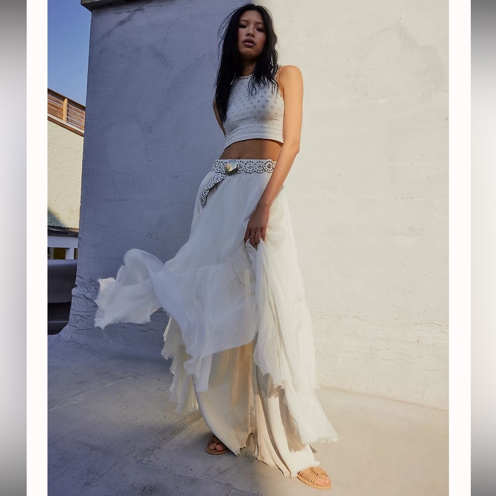 Free People Cream Maxi Skirt